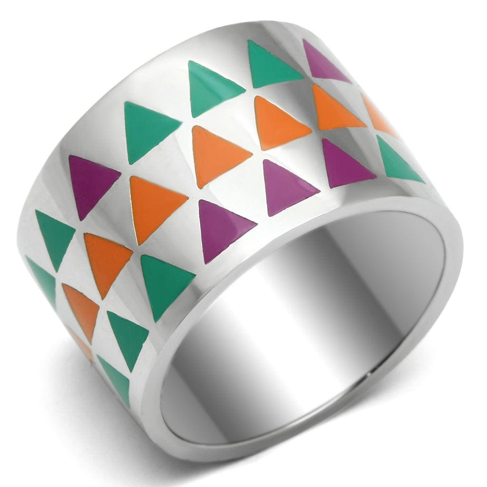 TK675 - High polished (no plating) Stainless Steel Ring with Epoxy  in Multi Color - Alamode