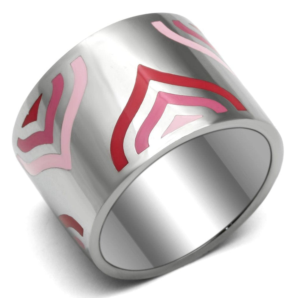 TK678 - High polished (no plating) Stainless Steel Ring with Epoxy  in Multi Color - Alamode