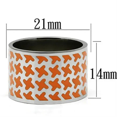 TK679 - High polished (no plating) Stainless Steel Ring with Epoxy in Orange - Alamode - Flyclothing LLC