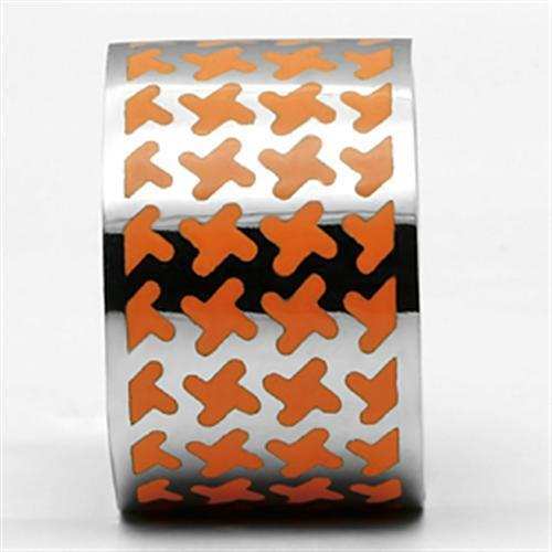 TK679 - High polished (no plating) Stainless Steel Ring with Epoxy in Orange - Alamode - Flyclothing LLC