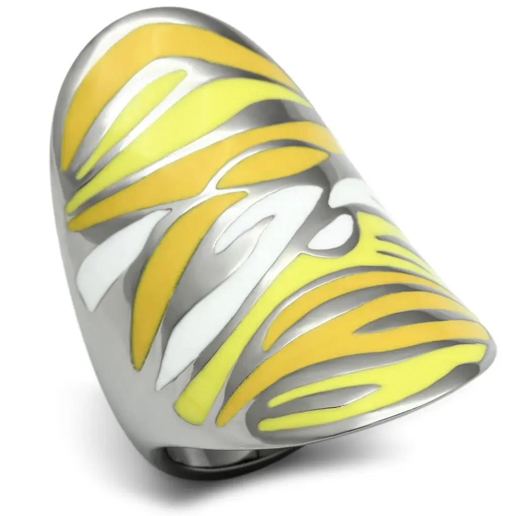 TK688 - High polished (no plating) Stainless Steel Ring with Epoxy in Multi Color - Alamode - Flyclothing LLC