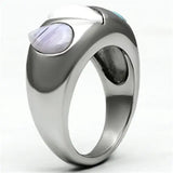 TK690 - High polished (no plating) Stainless Steel Ring with Synthetic Synthetic Glass in Multi Color - Alamode - Flyclothing LLC