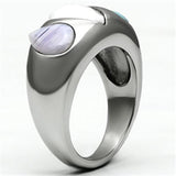 TK690 - High polished (no plating) Stainless Steel Ring with Synthetic Synthetic Glass in Multi Color - Alamode