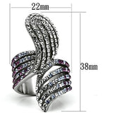 TK691 - High polished (no plating) Stainless Steel Ring with Top Grade Crystal  in Multi Color - Alamode