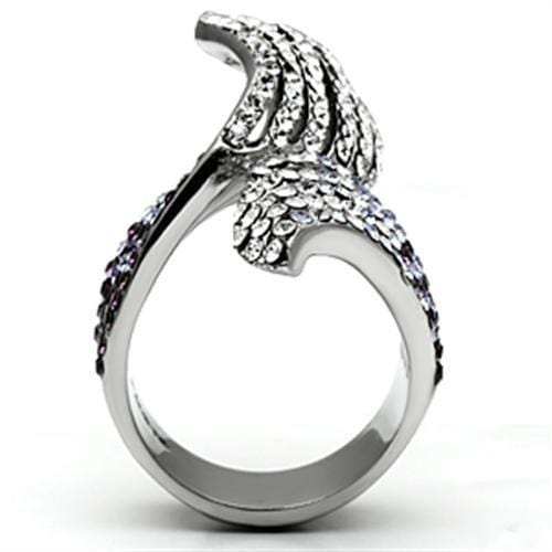 TK691 - High polished (no plating) Stainless Steel Ring with Top Grade Crystal in Multi Color - Alamode - Flyclothing LLC