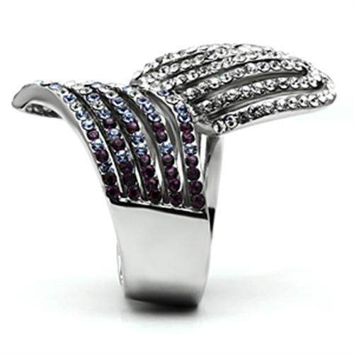 TK691 - High polished (no plating) Stainless Steel Ring with Top Grade Crystal in Multi Color - Alamode - Flyclothing LLC