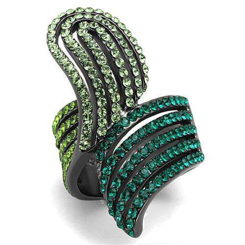 TK691LJ - IP Light Black (IP Gun) Stainless Steel Ring with Top Grade Crystal in Multi Color - Alamode - Flyclothing LLC