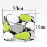 TK693 - High polished (no plating) Stainless Steel Ring with Top Grade Crystal  in Topaz