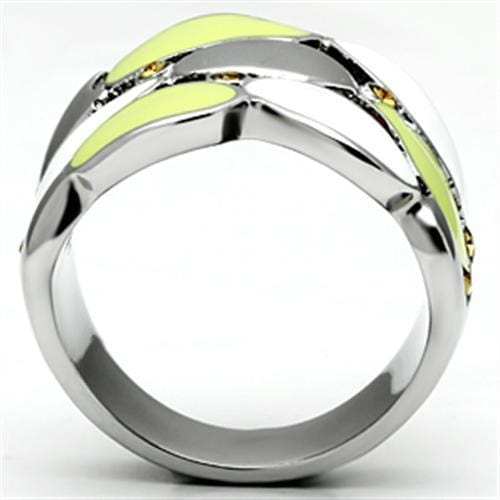 TK693 - High polished (no plating) Stainless Steel Ring with Top Grade Crystal in Topaz - Alamode - Flyclothing LLC