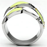 TK693 - High polished (no plating) Stainless Steel Ring with Top Grade Crystal  in Topaz - Alamode