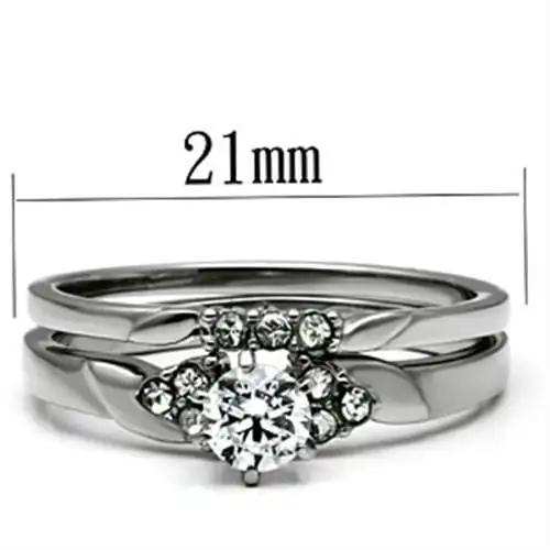 TK694 - High polished (no plating) Stainless Steel Ring with AAA Grade CZ in Clear - Alamode - Flyclothing LLC
