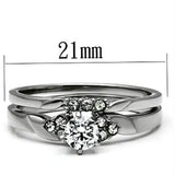 TK694 - High polished (no plating) Stainless Steel Ring with AAA Grade CZ  in Clear - Alamode