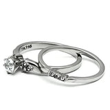 TK694 - High polished (no plating) Stainless Steel Ring with AAA Grade CZ  in Clear - Alamode