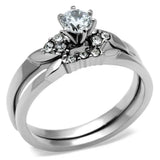 TK694 - High polished (no plating) Stainless Steel Ring with AAA Grade CZ in Clear - Alamode - Flyclothing LLC