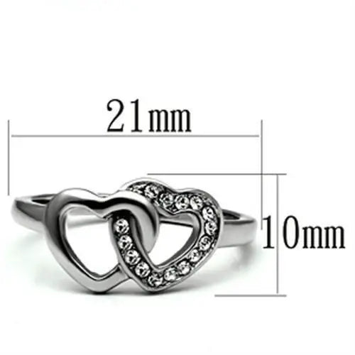 TK695 - High polished (no plating) Stainless Steel Ring with Top Grade Crystal in Clear - Alamode - Flyclothing LLC