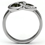 TK695 - High polished (no plating) Stainless Steel Ring with Top Grade Crystal  in Clear - Alamode