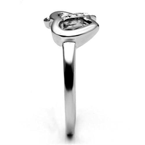 TK695 - High polished (no plating) Stainless Steel Ring with Top Grade Crystal in Clear - Alamode - Flyclothing LLC