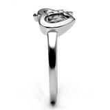 TK695 - High polished (no plating) Stainless Steel Ring with Top Grade Crystal  in Clear - Alamode