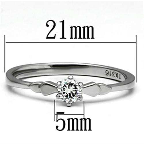TK697 - High polished (no plating) Stainless Steel Ring with AAA Grade CZ in Clear - Alamode - Flyclothing LLC