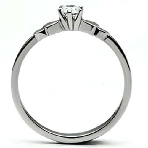 TK697 - High polished (no plating) Stainless Steel Ring with AAA Grade CZ in Clear - Alamode - Flyclothing LLC