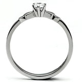 TK697 - High polished (no plating) Stainless Steel Ring with AAA Grade CZ  in Clear - Alamode