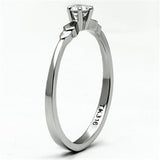 TK697 - High polished (no plating) Stainless Steel Ring with AAA Grade CZ  in Clear - Alamode