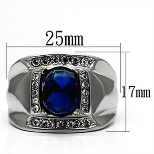 TK699 - High polished (no plating) Stainless Steel Ring with Synthetic Synthetic Glass in Montana - Alamode - Flyclothing LLC