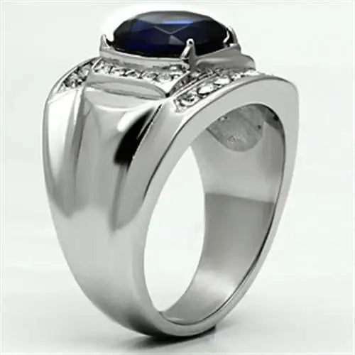 TK699 - High polished (no plating) Stainless Steel Ring with Synthetic Synthetic Glass in Montana - Alamode - Flyclothing LLC