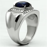 TK699 - High polished (no plating) Stainless Steel Ring with Synthetic Synthetic Glass in Montana - Alamode