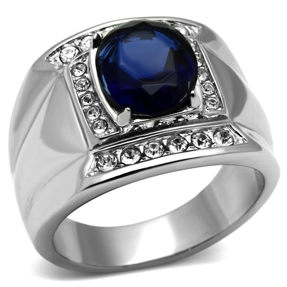 TK699 - High polished (no plating) Stainless Steel Ring with Synthetic Synthetic Glass in Montana - Alamode