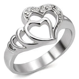 TK6X179 - High polished (no plating) Stainless Steel Ring with AAA Grade CZ in Clear - Alamode - Flyclothing LLC