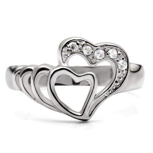 TK6X179 - High polished (no plating) Stainless Steel Ring with AAA Grade CZ in Clear - Alamode - Flyclothing LLC