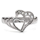 TK6X179 - High polished (no plating) Stainless Steel Ring with AAA Grade CZ in Clear - Alamode - Flyclothing LLC