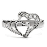TK6X179 - High polished (no plating) Stainless Steel Ring with AAA Grade CZ  in Clear - Alamode