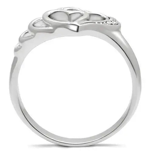 TK6X179 - High polished (no plating) Stainless Steel Ring with AAA Grade CZ in Clear - Alamode - Flyclothing LLC
