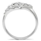 TK6X179 - High polished (no plating) Stainless Steel Ring with AAA Grade CZ  in Clear - Alamode