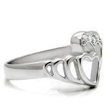TK6X179 - High polished (no plating) Stainless Steel Ring with AAA Grade CZ in Clear - Alamode - Flyclothing LLC