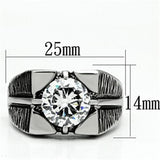 TK701 - High polished (no plating) Stainless Steel Ring with AAA Grade CZ  in Clear - Alamode