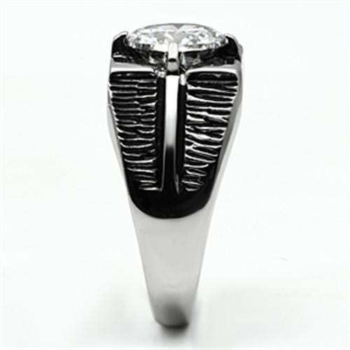 TK701 - High polished (no plating) Stainless Steel Ring with AAA Grade CZ in Clear - Alamode - Flyclothing LLC