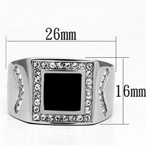 TK702 - High polished (no plating) Stainless Steel Ring with Top Grade Crystal in Clear - Alamode - Flyclothing LLC