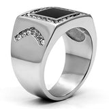 TK702 - High polished (no plating) Stainless Steel Ring with Top Grade Crystal  in Clear - Alamode