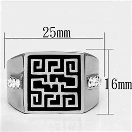 TK703 - High polished (no plating) Stainless Steel Ring with Top Grade Crystal in Clear - Alamode - Flyclothing LLC