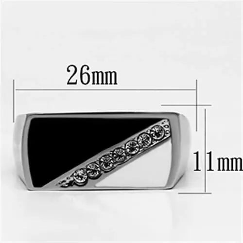 TK704 - High polished (no plating) Stainless Steel Ring with Top Grade Crystal in Clear - Alamode - Flyclothing LLC