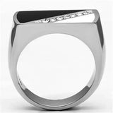 TK704 - High polished (no plating) Stainless Steel Ring with Top Grade Crystal in Clear - Alamode - Flyclothing LLC