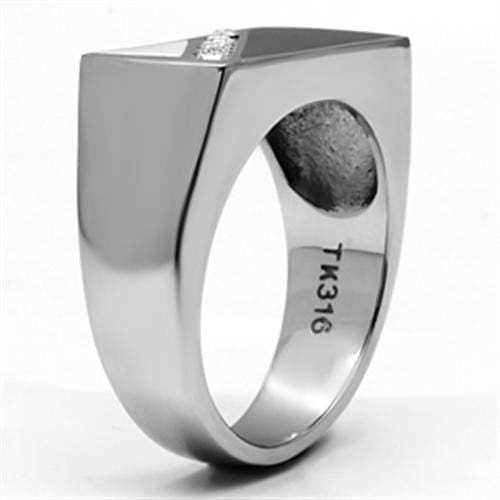 TK704 - High polished (no plating) Stainless Steel Ring with Top Grade Crystal in Clear - Alamode - Flyclothing LLC