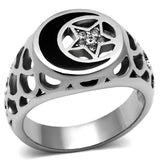 TK706 - High polished (no plating) Stainless Steel Ring with Top Grade Crystal  in Clear - Alamode
