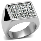 TK707 - High polished (no plating) Stainless Steel Ring with Top Grade Crystal  in Clear - Alamode