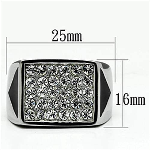 TK707 - High polished (no plating) Stainless Steel Ring with Top Grade Crystal in Clear - Alamode - Flyclothing LLC