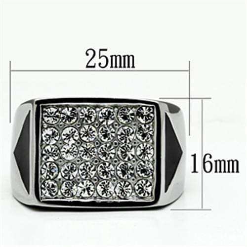 TK707 - High polished (no plating) Stainless Steel Ring with Top Grade Crystal in Clear - Alamode - Flyclothing LLC
