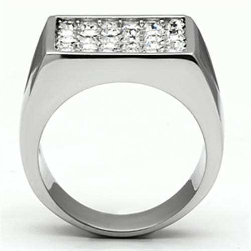 TK707 - High polished (no plating) Stainless Steel Ring with Top Grade Crystal in Clear - Alamode - Flyclothing LLC